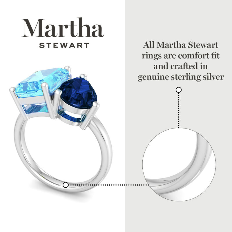 Martha Stewart 4 3/4ctw. Blue Topaz & Sapphire Two Stone Ring In Sterling Silver image number null